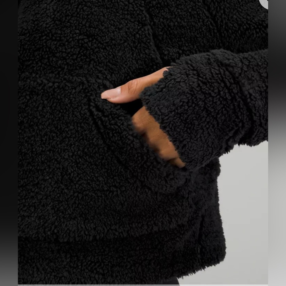 Lululemon M/L black sherpa fleece Scuba oversized half-zip hoodie 25” ptp 21” L - Picture 3 of 9